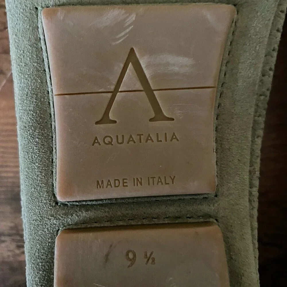 Aquatalia Mens Bruce Weatherproof Driving Shoe 9.5 Sage Green Suede Moc Loafer